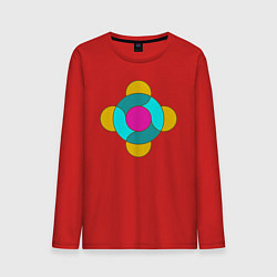 Лонгслив хлопковый мужской Геометрическая фигура из кругов, цвет: красный