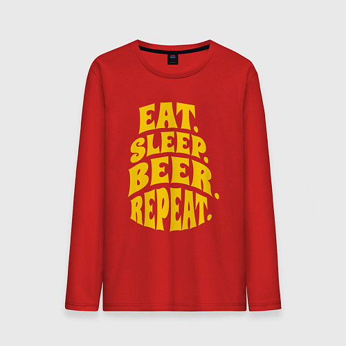 Мужской лонгслив Еда сон пивко / Красный – фото 1