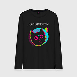 Лонгслив хлопковый мужской Joy Division rock star cat, цвет: черный