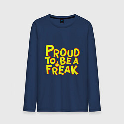 Лонгслив хлопковый мужской Proud to be a freak, цвет: тёмно-синий