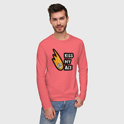Лонгслив хлопковый мужской Kiss my ace volleyball, цвет: коралловый — фото 2