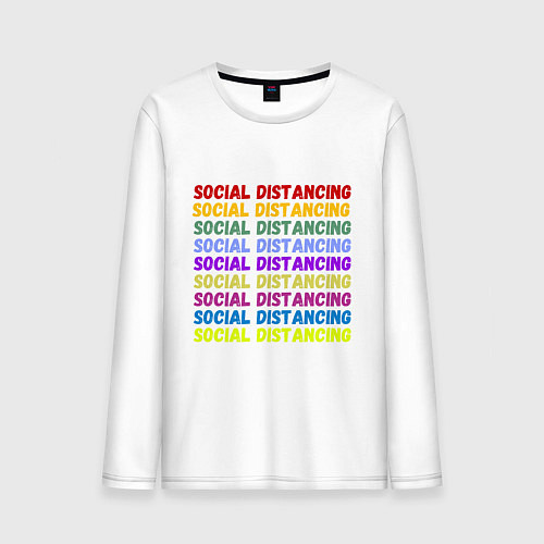 Мужской лонгслив Social distancing - социальная дистанция / Белый – фото 1