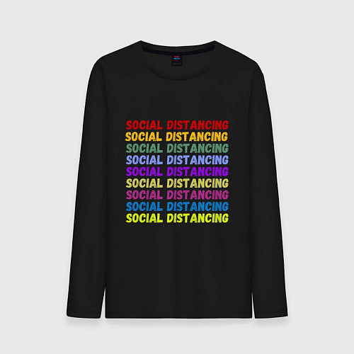 Мужской лонгслив Social distancing - социальная дистанция / Черный – фото 1