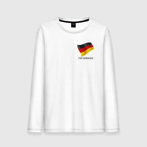 Мужской лонгслив Im German - motto / Белый – фото 1