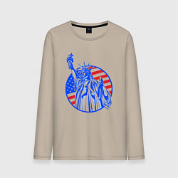 Лонгслив хлопковый мужской USA statue of liberty, цвет: миндальный