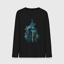 Лонгслив хлопковый мужской Tardis magic, цвет: черный