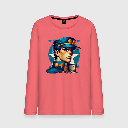 Мужской лонгслив Jojo - Jotaro Kujo ai art / Коралловый – фото 1