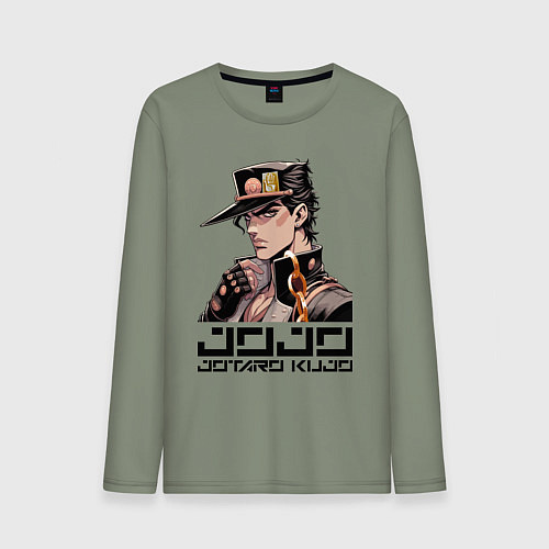 Мужской лонгслив Jotaro Kujo - Jojo ai art / Авокадо – фото 1