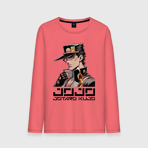 Мужской лонгслив Jotaro Kujo - Jojo ai art / Коралловый – фото 1