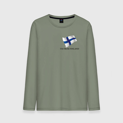 Мужской лонгслив Im from Finland - motto / Авокадо – фото 1