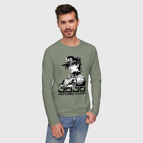 Мужской лонгслив Jotaro Kujo - jojo ai art / Авокадо – фото 3