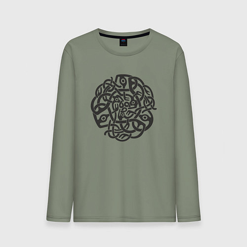 Мужской лонгслив Черный готичный кельтский узор / Авокадо – фото 1