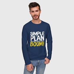Лонгслив хлопковый мужской Simple plan - boom, цвет: тёмно-синий — фото 2