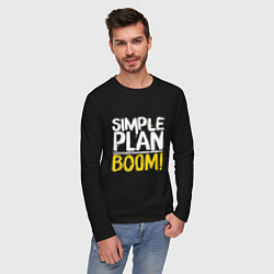 Лонгслив хлопковый мужской Simple plan - boom, цвет: черный — фото 2