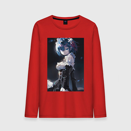 Мужской лонгслив Жизнь с нуля в альтернативном мире Рем / Красный – фото 1