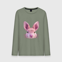 Мужской лонгслив Розовый заяц - портрет кролика