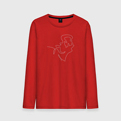 Мужской лонгслив Бегемот line art белый на темном