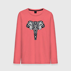 Лонгслив хлопковый мужской Ethnic elephant, цвет: коралловый