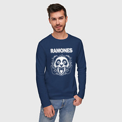 Лонгслив хлопковый мужской Ramones rock panda, цвет: тёмно-синий — фото 2