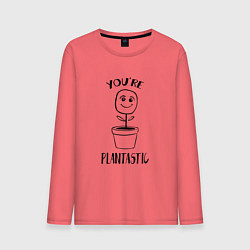 Лонгслив хлопковый мужской YOURE PLANTASTIC, цвет: коралловый