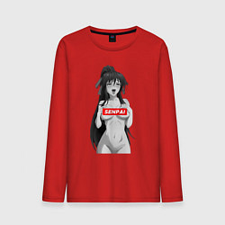 Лонгслив хлопковый мужской Ахегао senpai nudity, цвет: красный