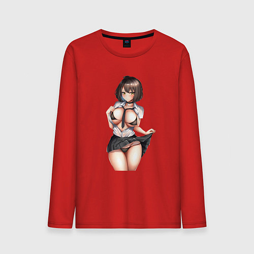 Мужской лонгслив Ахегао секси герл / Красный – фото 1
