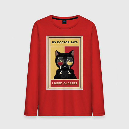 Мужской лонгслив Доктор рекомендует очки / Красный – фото 1