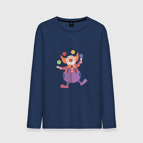 Мужской лонгслив Клоун-жонглер / Тёмно-синий – фото 1