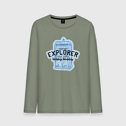 Лонгслив хлопковый мужской Исследователь времени и пространства, цвет: авокадо