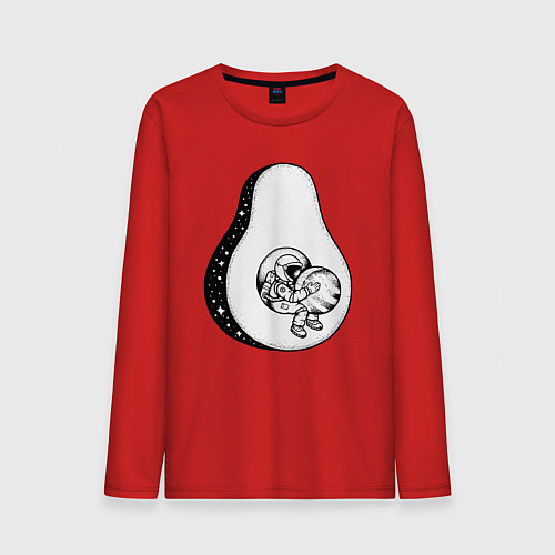 Мужской лонгслив Космонавт и авокадо / Красный – фото 1