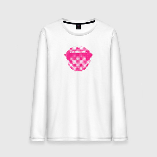 Мужской лонгслив Ретро губы / Белый – фото 1