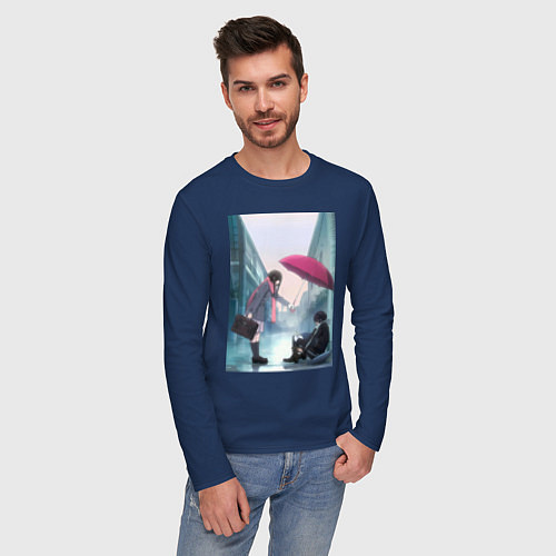 Мужской лонгслив Хиёри Ики Ято / Тёмно-синий – фото 3