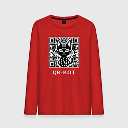 Лонгслив хлопковый мужской QR-кот, цвет: красный
