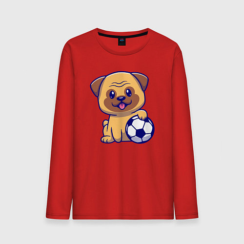 Мужской лонгслив Бульдог футболист / Красный – фото 1