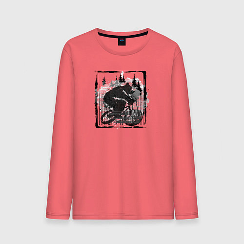 Мужской лонгслив Золотая осень на колёсах / Коралловый – фото 1