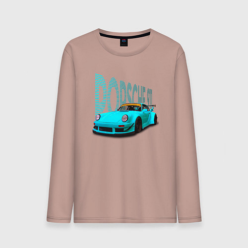 Мужской лонгслив Винтажный немецкий автомобиль Порше 911 / Пыльно-розовый – фото 1