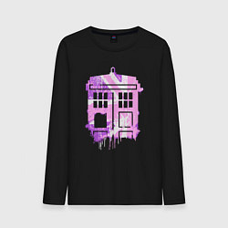 Лонгслив хлопковый мужской Pink tardis, цвет: черный