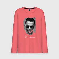 Лонгслив хлопковый мужской Depeche Mode - Dave Gahan face, цвет: коралловый