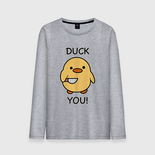 Мужской лонгслив Утка с ножом fuck you / Меланж – фото 1