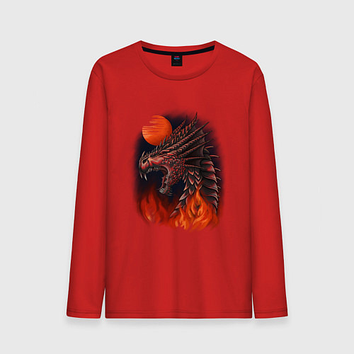 Мужской лонгслив Огненный дракон хамелеон / Красный – фото 1