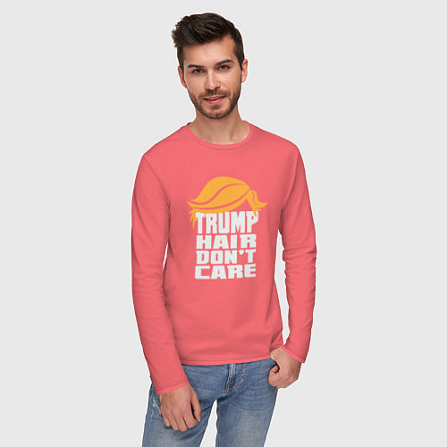 Мужской лонгслив Trump hair dont care / Коралловый – фото 3