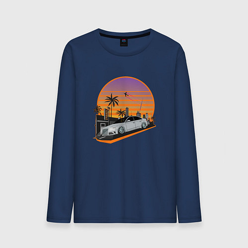 Мужской лонгслив Carsmaiami / Тёмно-синий – фото 1