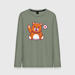 Лонгслив хлопковый мужской Привет от мишки, цвет: авокадо