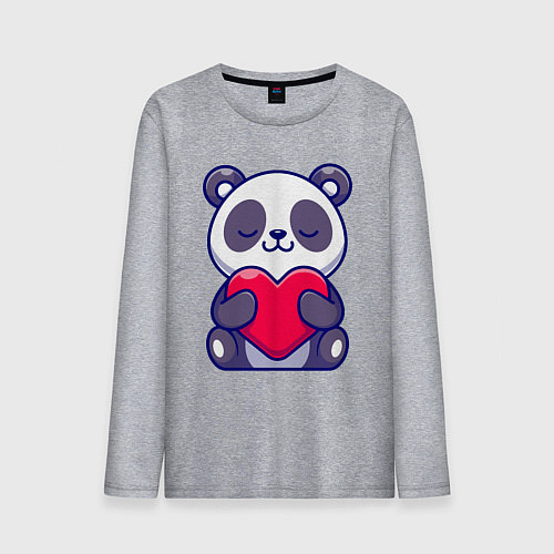Мужской лонгслив Панда и сердечко / Меланж – фото 1