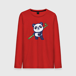 Лонгслив хлопковый мужской Панда воин, цвет: красный