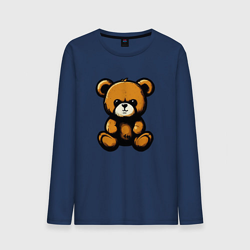 Мужской лонгслив Тедди медведь / Тёмно-синий – фото 1