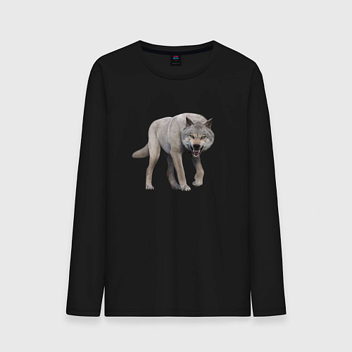 Мужской лонгслив Волк рычит / Черный – фото 1