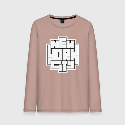 Мужской лонгслив Нью-Йорк город / Пыльно-розовый – фото 1
