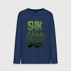 Лонгслив хлопковый мужской Shik shak shok - в стиле граффити, цвет: тёмно-синий