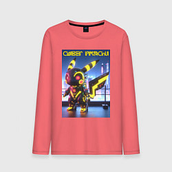 Мужской лонгслив Cyber pikachu - ai art neon glow fantasy